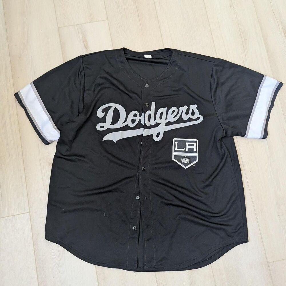 MLB Dodgers x LA Kings Men's Black and Grey Jersey